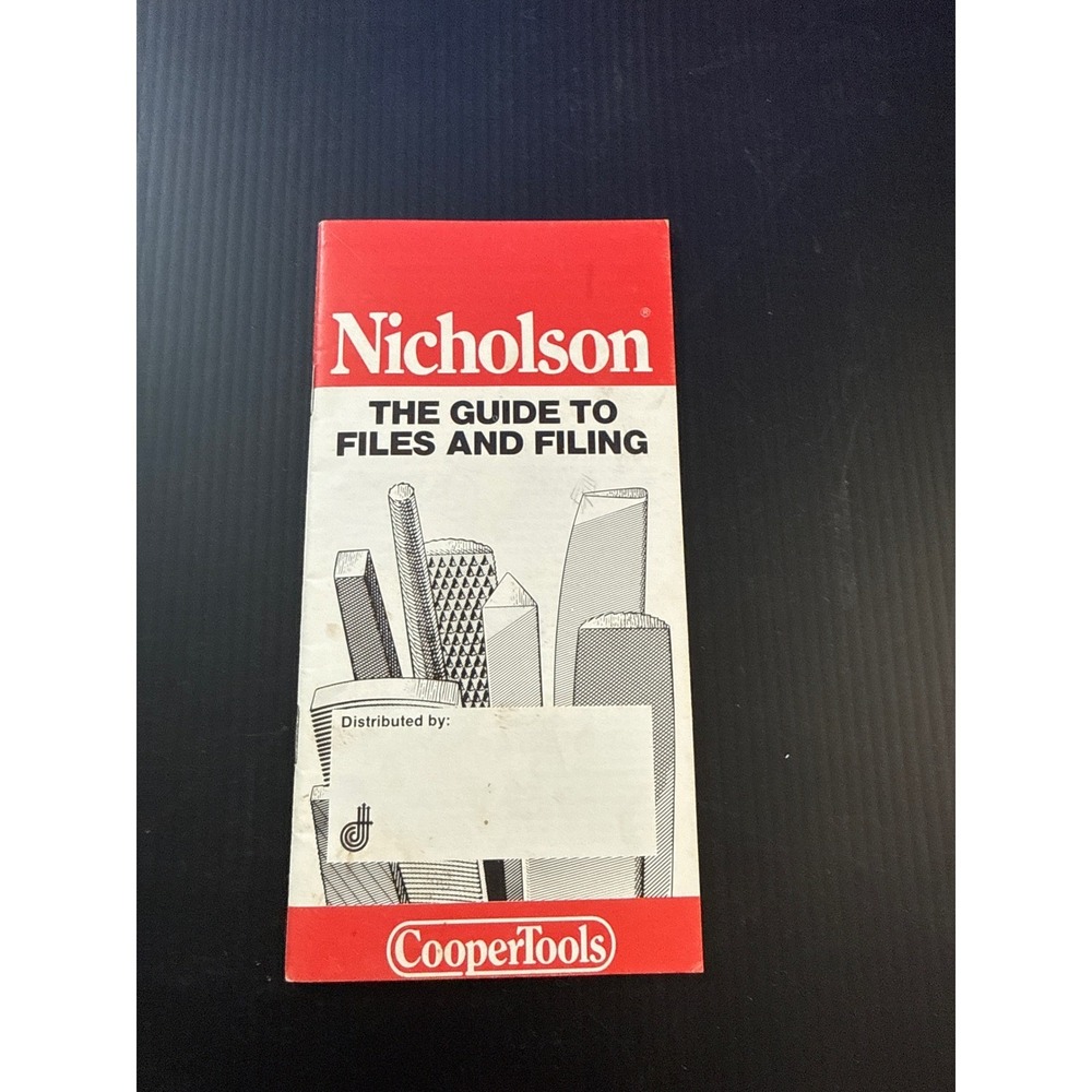 Vintage Nicholson The Guide to Files and Filing Booklet 1982 Cooper Tools